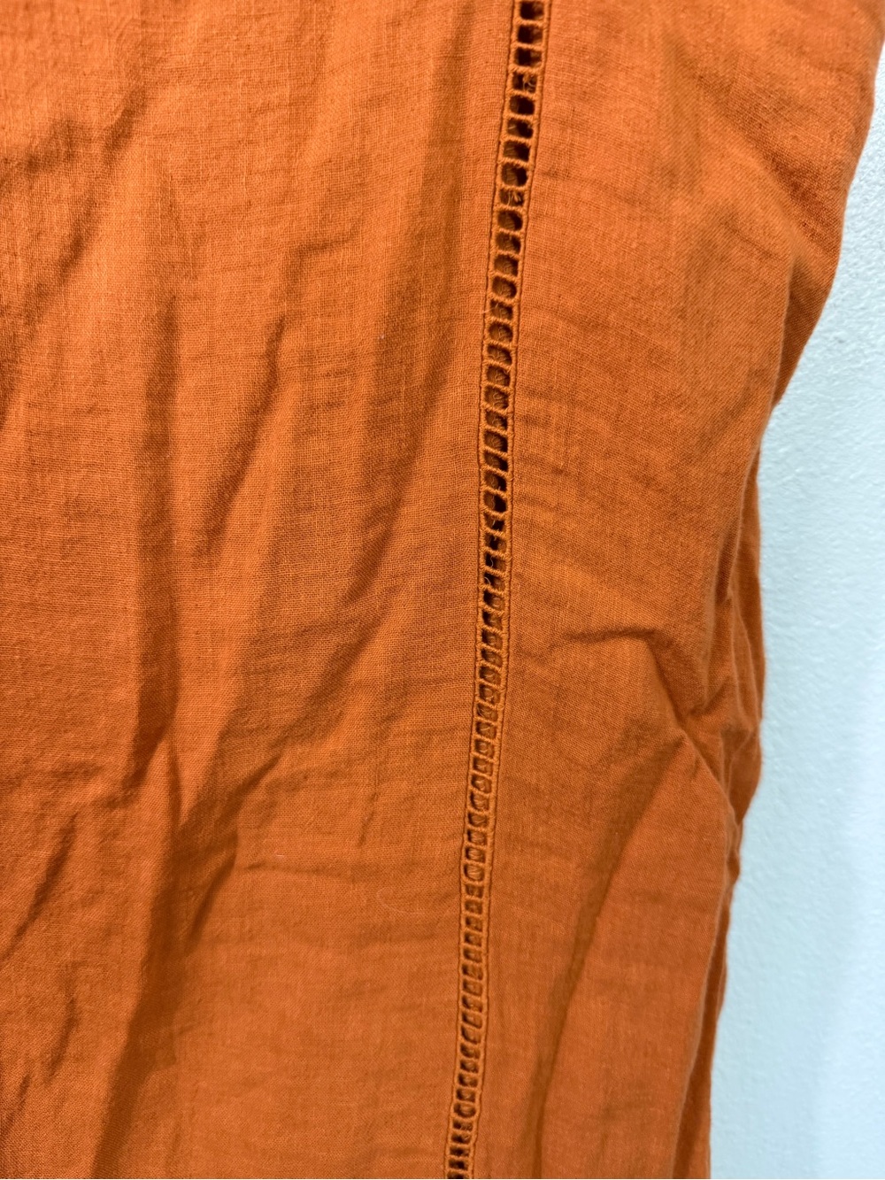 Spaghetti-Strap Rust Orange Ruffle-Hem Mini Dress - Picture 2 of 5